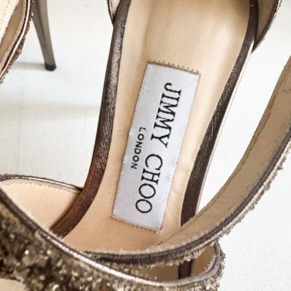 Jimmy Choo Bronze Glitter Emily Heels 35 - Picture 6 of 10